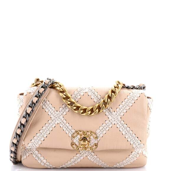 Chanel 19 Flap Bag Crochet Quilted #177421C49B - Picture 1 of 7